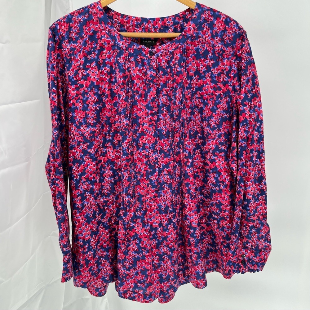 Talbots Womens Floral Cotton Pintuck Blouse Size 3X - Picture 2 of 11